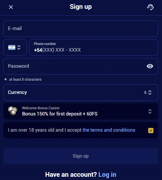 Spinay Casino login and registration