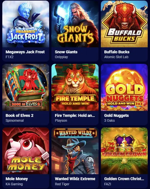 Spinay Casino games in test mode